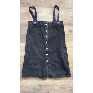 Urban Outfitters UO Black Denim Overall Dress Womens XS Button Front Jumper